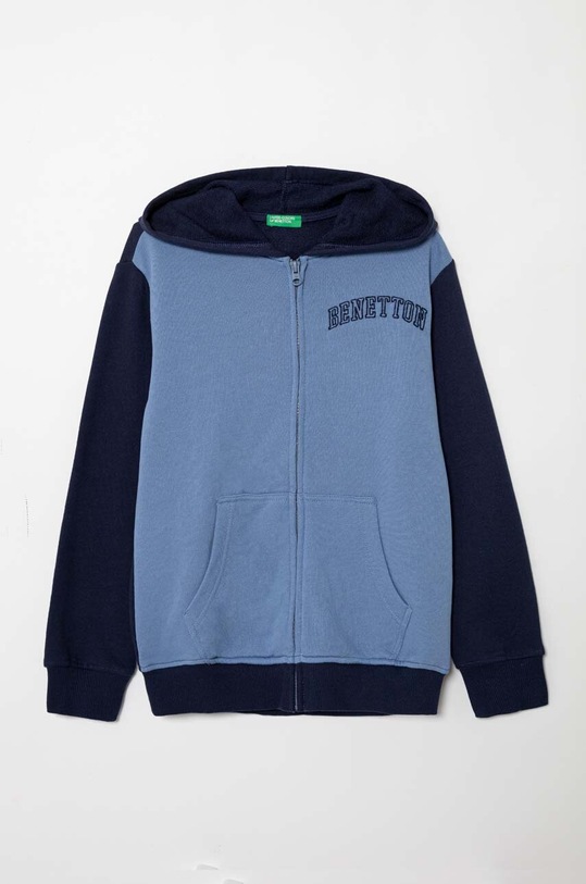 United Colors of Benetton bluza bawełniana dziecięca z kapturem granatowy 3J68C502J.G.SEASONAL
