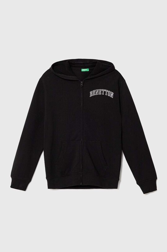 United Colors of Benetton bluza bawełniana dziecięca z kapturem czarny 3J68C502J.G.SEASONAL