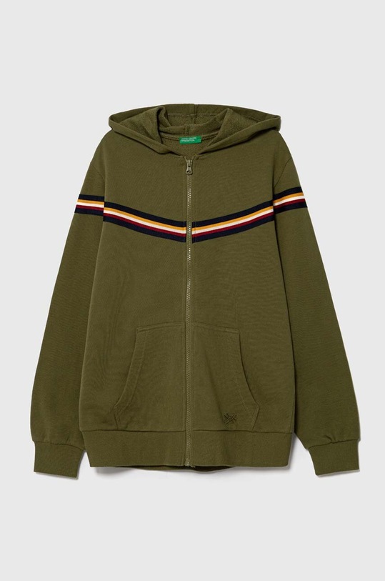 United Colors of Benetton bluza bawełniana dziecięca z kapturem zielony 3J68C502O.G.SEASONAL