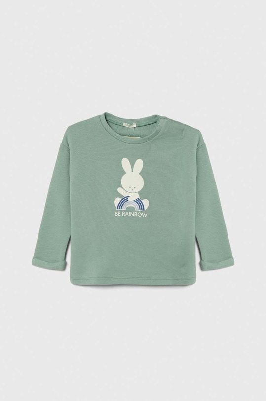 United Colors of Benetton bluza bawełniana niemowlęca nadruk zielony 3J70A1036.W.SEASONAL