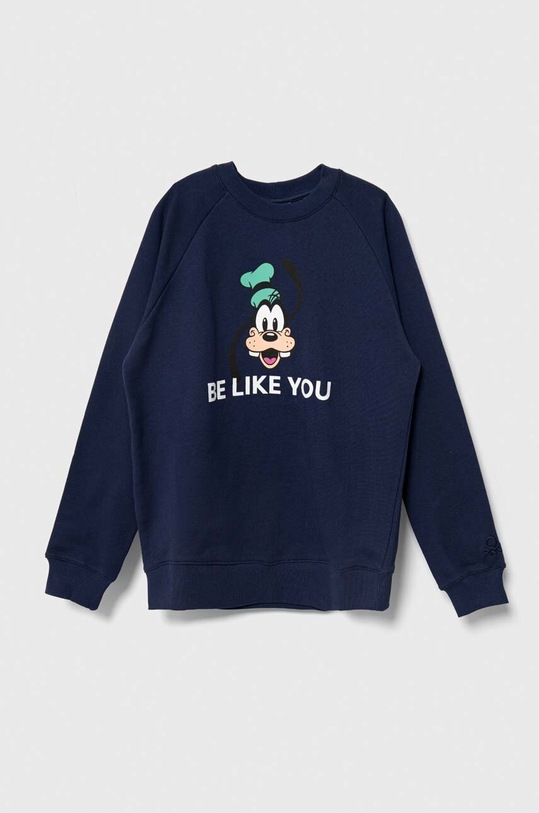Παιδική βαμβακερή μπλούζα United Colors of Benetton x Disney χωρίς κουκούλα σκούρο μπλε 3J68C10G2.G.SEASONAL