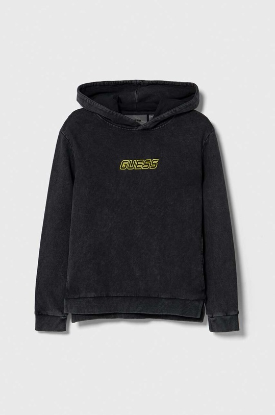 Dětská bavlněná mikina Guess s kapucí šedá L3BQ24.KBYX0.9BYX