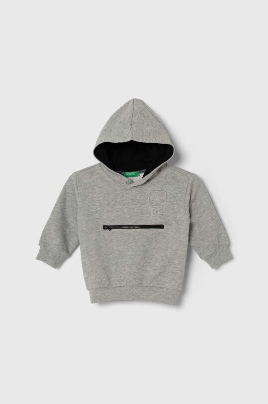 United Colors of Benetton hanorac de bumbac pentru copii imprimeu gri 3J68G200H.P.SEASONAL