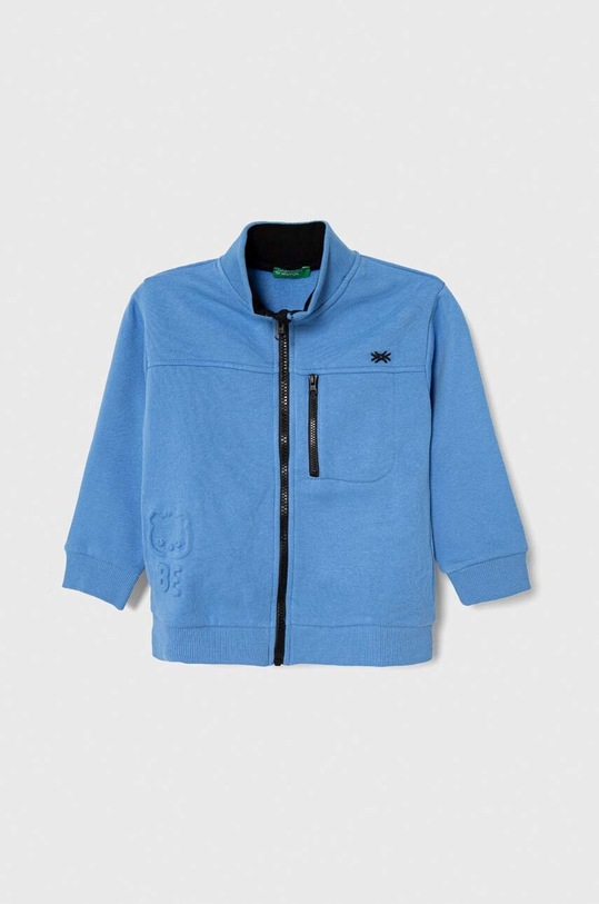 Dětská mikina United Colors of Benetton bez kapuce modrá 30UNG502N.P.SEASONAL