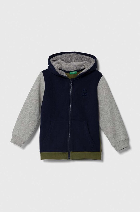 Detská mikina United Colors of Benetton s kapucňou tmavomodrá 3EB5G502F.P.SEASONAL