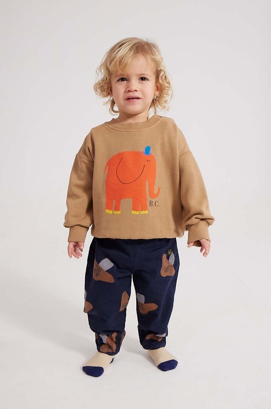 Bobo Choses hanorac de bumbac pentru bebelusi print maro 223AB030