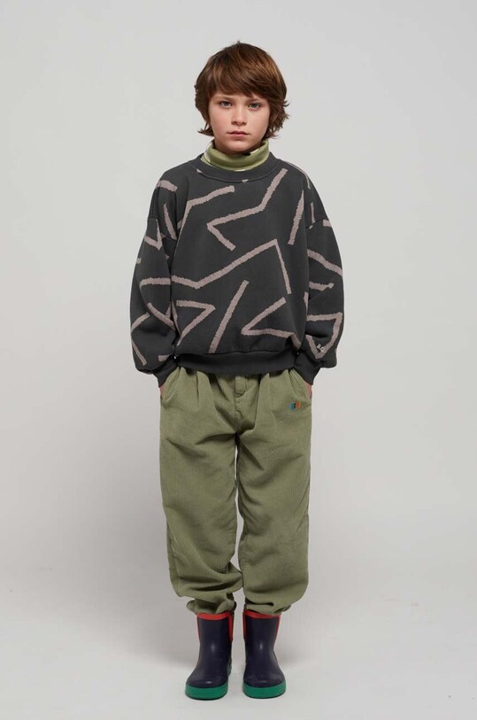 Детски памучен суичър Bobo Choses 223AC037 сив