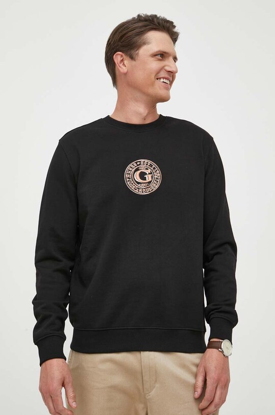 Guess hanorac de bumbac imprimeu negru M3YQ11.KBPV1