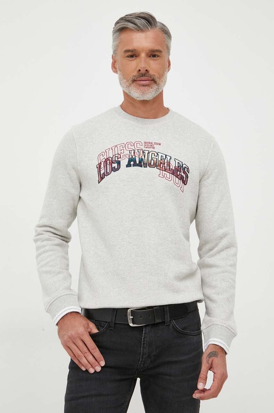 Guess sweter bawełniany aplikacja beżowy M3YQ14.KBTQ0