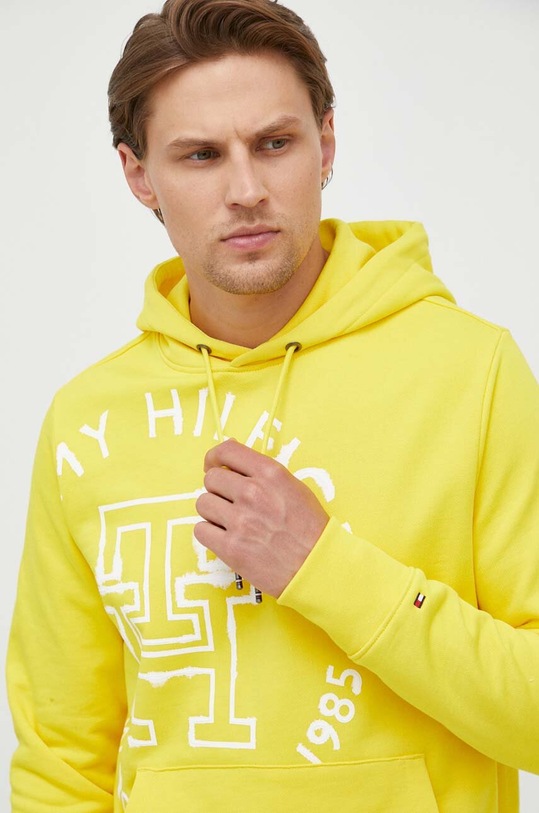Βαμβακερή μπλούζα Tommy Hilfiger στάμπα κίτρινο MW0MW31505
