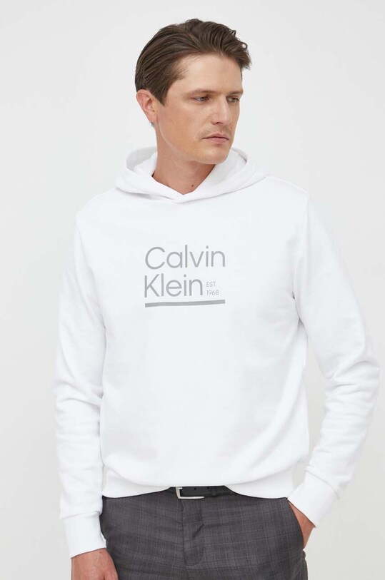 Bavlnená mikina Calvin Klein biela K10K111569