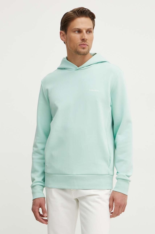 Calvin Klein bluza z kapturem turkusowy K10K109927