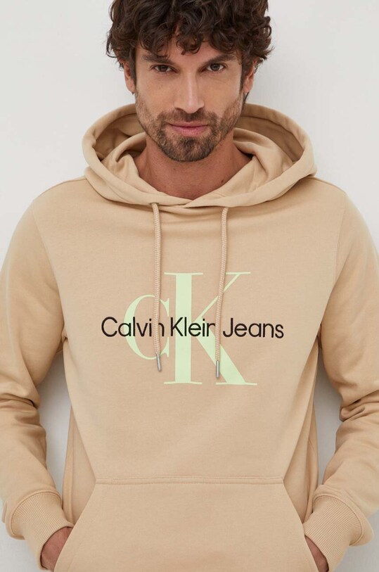 Pamučna dukserica Calvin Klein Jeans J30J320805 bež