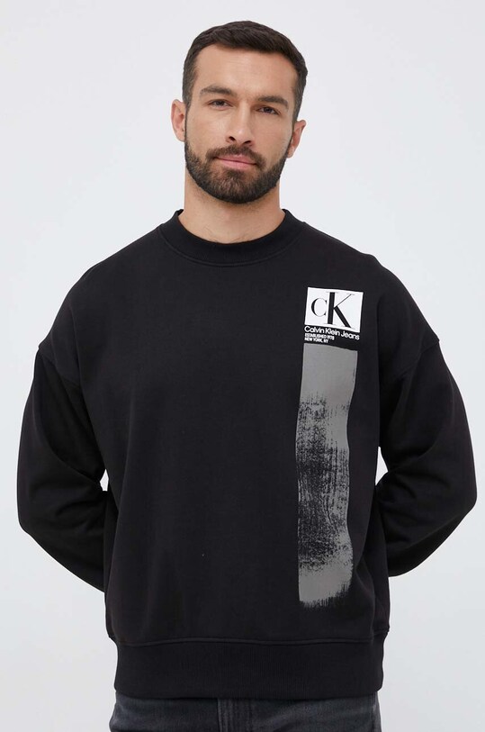 Pamučna dukserica Calvin Klein Jeans pamuk crna J30J323416