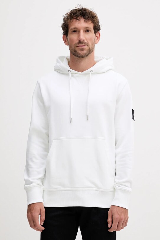 Bombažen pulover Calvin Klein Jeans bela J30J323430