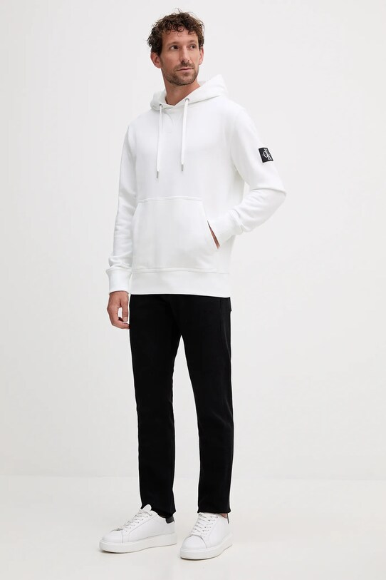 Bombažen pulover Calvin Klein Jeans J30J323430 bela AA00