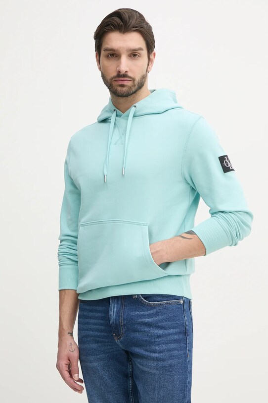 Calvin Klein Jeans hanorac de bumbac turcoaz J30J323430
