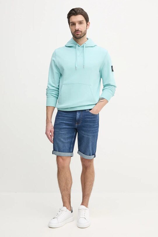 Calvin Klein Jeans hanorac de bumbac J30J323430 turcoaz AA00