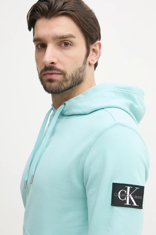 Calvin Klein Jeans hanorac de bumbac turcoaz J30J323430