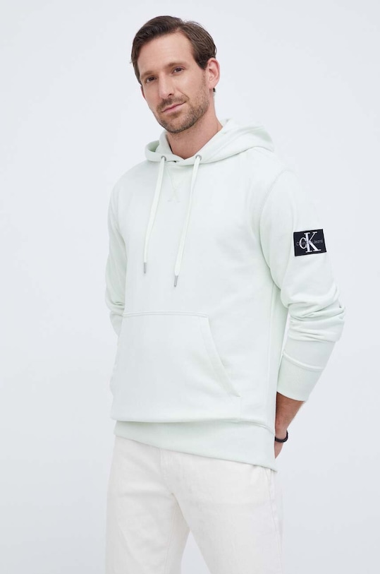 Pamučna dukserica Calvin Klein Jeans pamuk zelena J30J323430