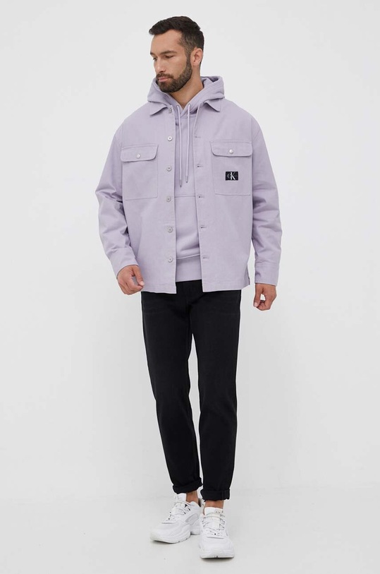 Bavlnená mikina Calvin Klein Jeans J30J324209 fialová AW23