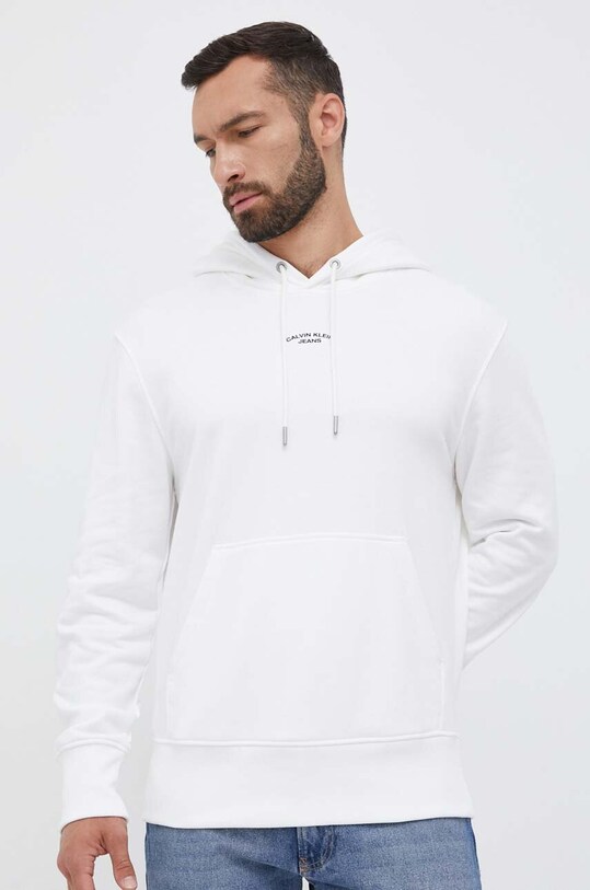 Îmbrăcăminte Calvin Klein Jeans hanorac de bumbac J30J324228 alb