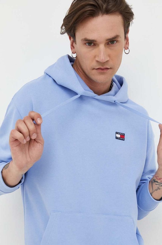 Tommy Jeans bluza bawełniana z kapturem niebieski DM0DM16369