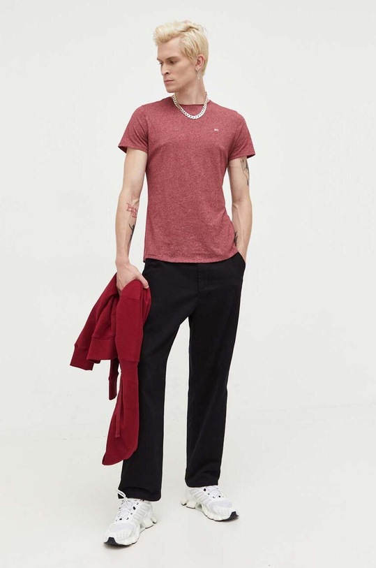 Bavlněná mikina Tommy Jeans DM0DM16369 burgundské AW23