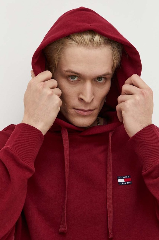 Bavlněná mikina Tommy Jeans burgundské DM0DM16369