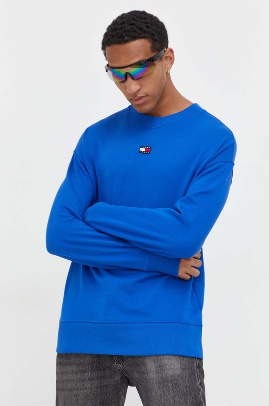 Pamučna dukserica Tommy Jeans plava DM0DM16370