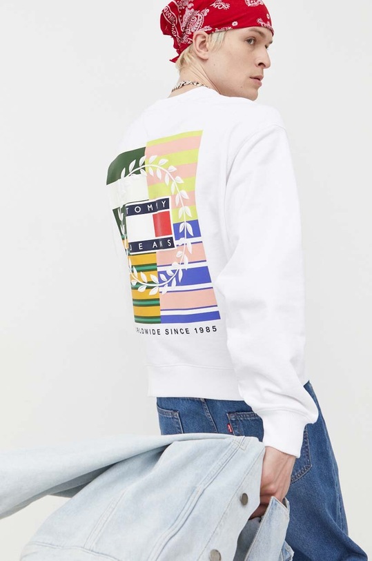 Tommy Jeans bluza bawełniana nadruk biały DM0DM16808