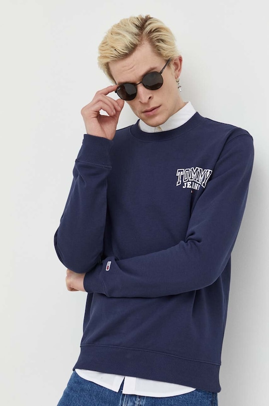 Tommy Jeans bluza bawełniana nadruk granatowy DM0DM17157