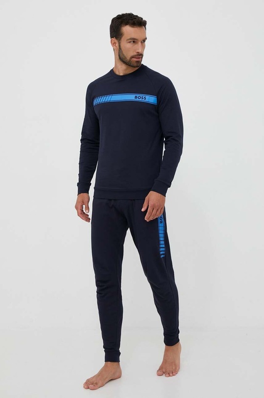 Βαμβακερό φούτερ BOSS 50496772 σκούρο μπλε AW23