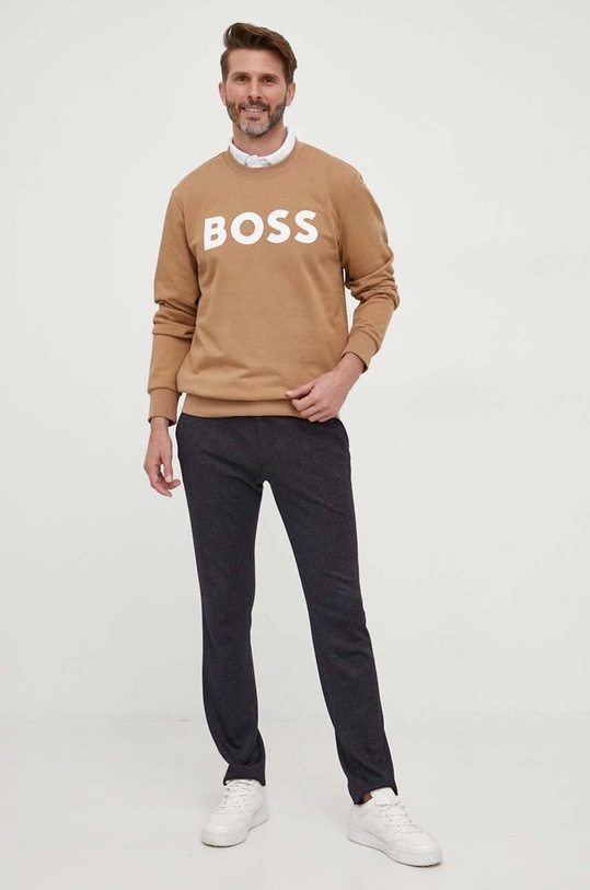 BOSS bluza bawełniana 50496642 beżowy AW23