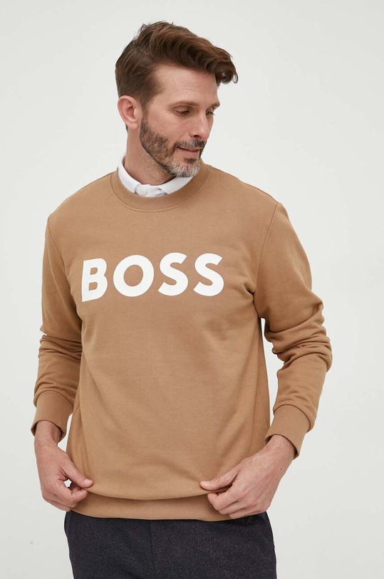 BOSS bluza bawełniana beżowy 50496642