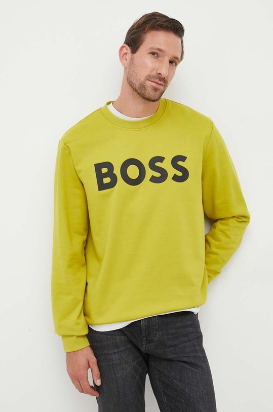 Bavlnená mikina BOSS bavlna zelená 50496642