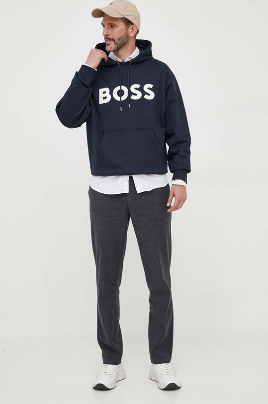 Бавовняна кофта BOSS 50496661 темно-синій AW23