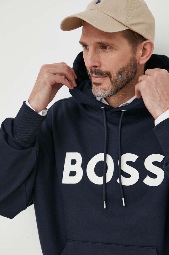 Bombažen pulover BOSS mornarsko modra 50496661