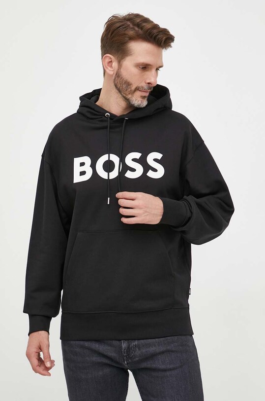 BOSS hanorac de bumbac print negru 50496661
