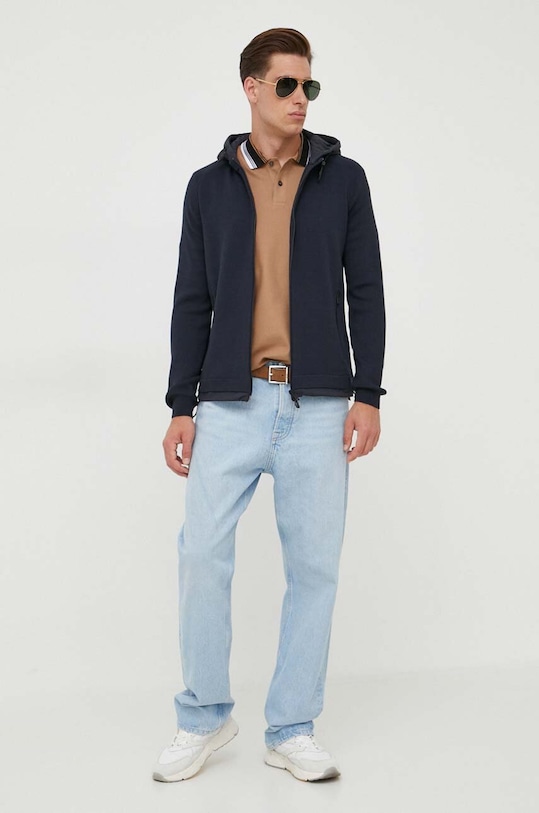 Mikina s příměsí vlny BOSS 50495390 námořnická modř AW23