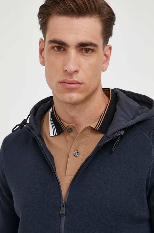 Mikina s příměsí vlny BOSS námořnická modř 50495390