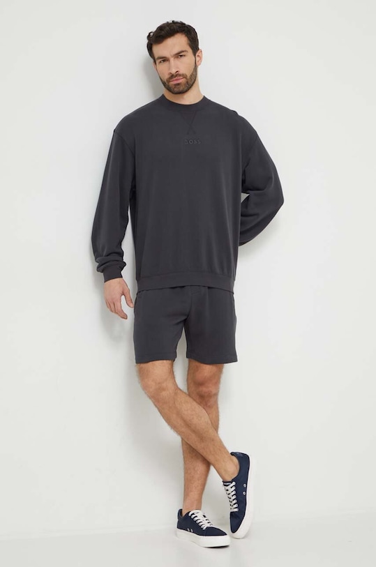 Βαμβακερό φούτερ BOSS 50496802 μαύρο SS24