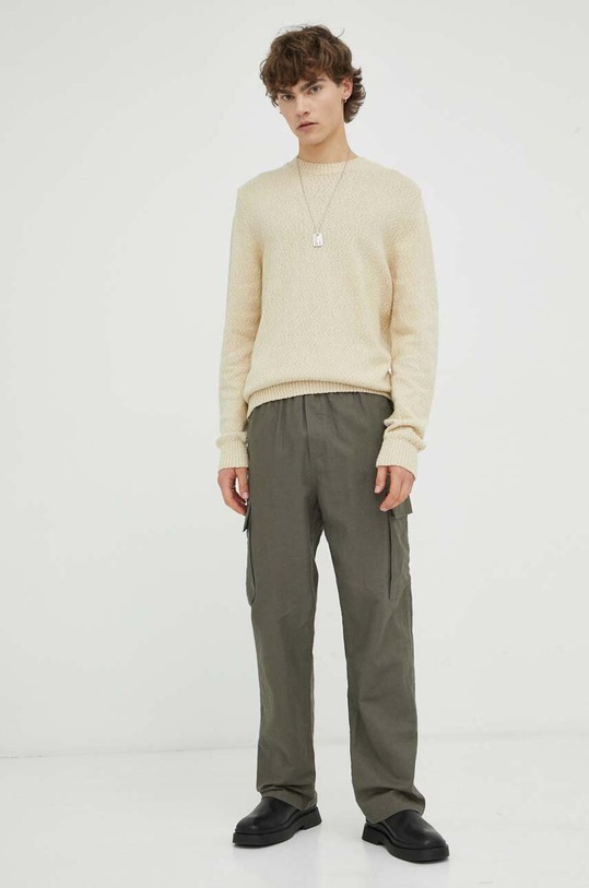 Samsoe Samsoe sweter bawełniany M23200007 beżowy AW23