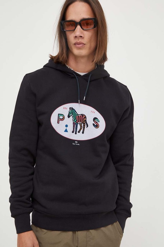 Bombažen pulover PS Paul Smith Potisk črna M2R.694R.LP4045