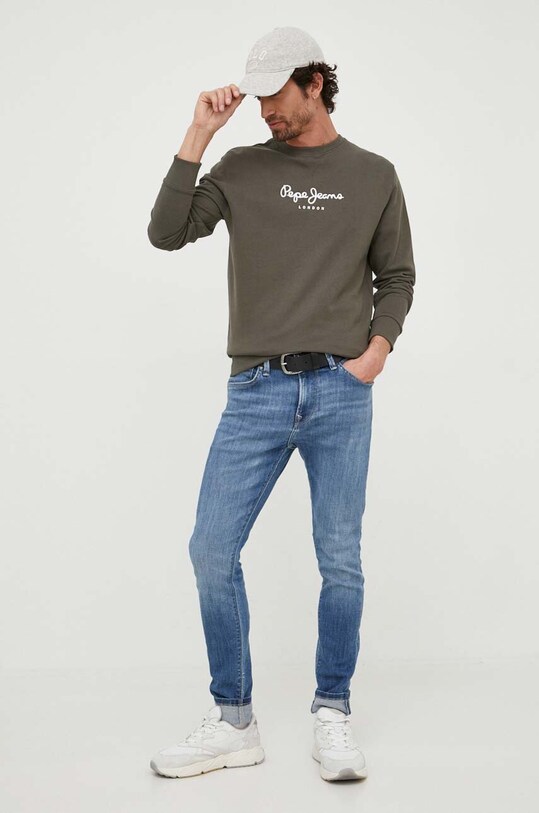 Pepe Jeans hanorac de bumbac Edward Crew PM582380.728 verde AW23