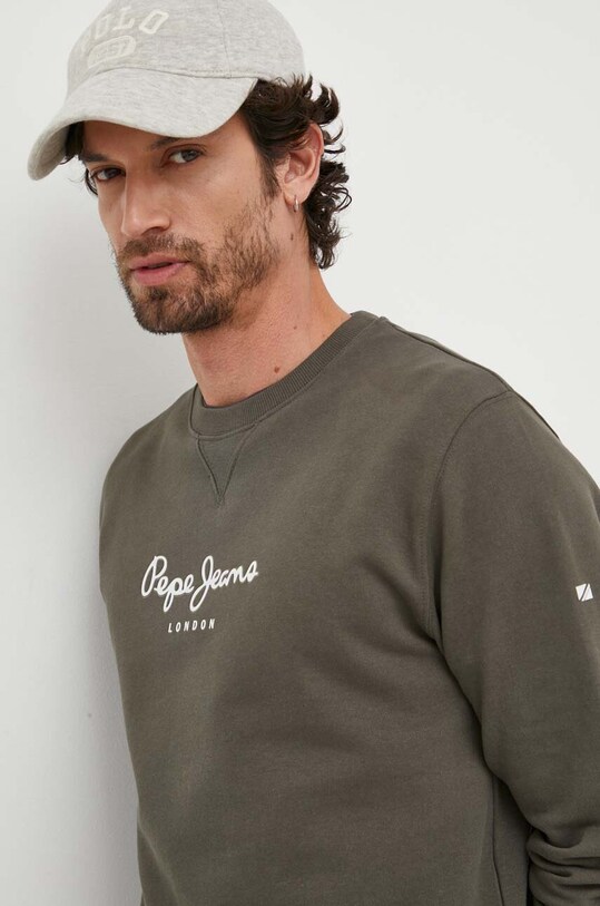 Pepe Jeans bluza bawełniana Edward Crew zielony PM582380.728