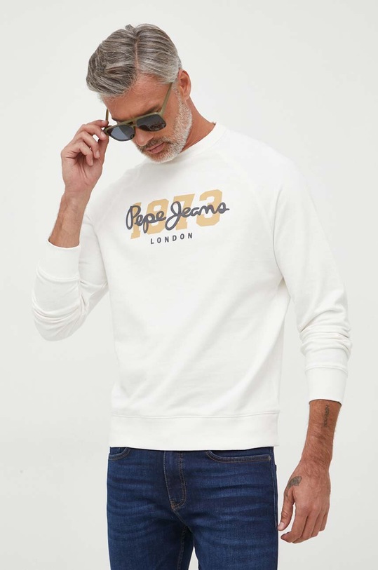 Pepe Jeans bluza bawełniana Meier nadruk biały PM582477.803