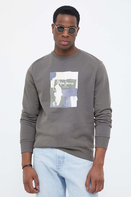 Pepe Jeans bluza bawełniana Oldwive nadruk zielony PM582479.728