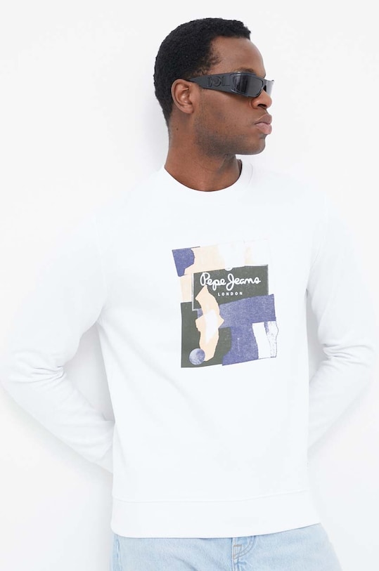 Pepe Jeans bluza bawełniana Oldwive nadruk biały PM582479.800