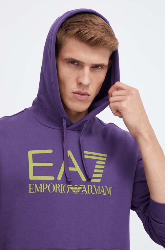 Bavlněná mikina EA7 Emporio Armani fialová 6RPM17.PJSLZ
